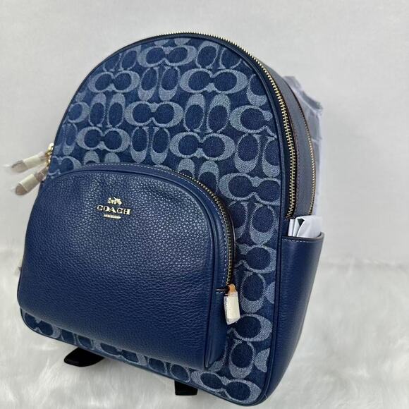 Coach Court Backpack In Signature Denim & Leather With Cherry Charm CZ77… - Picture 2 of 13